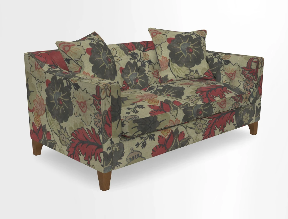 Haresfield 3 Seater Sofa in Linwood Omega Velvet Omega Airforce with Contrasting Piping
