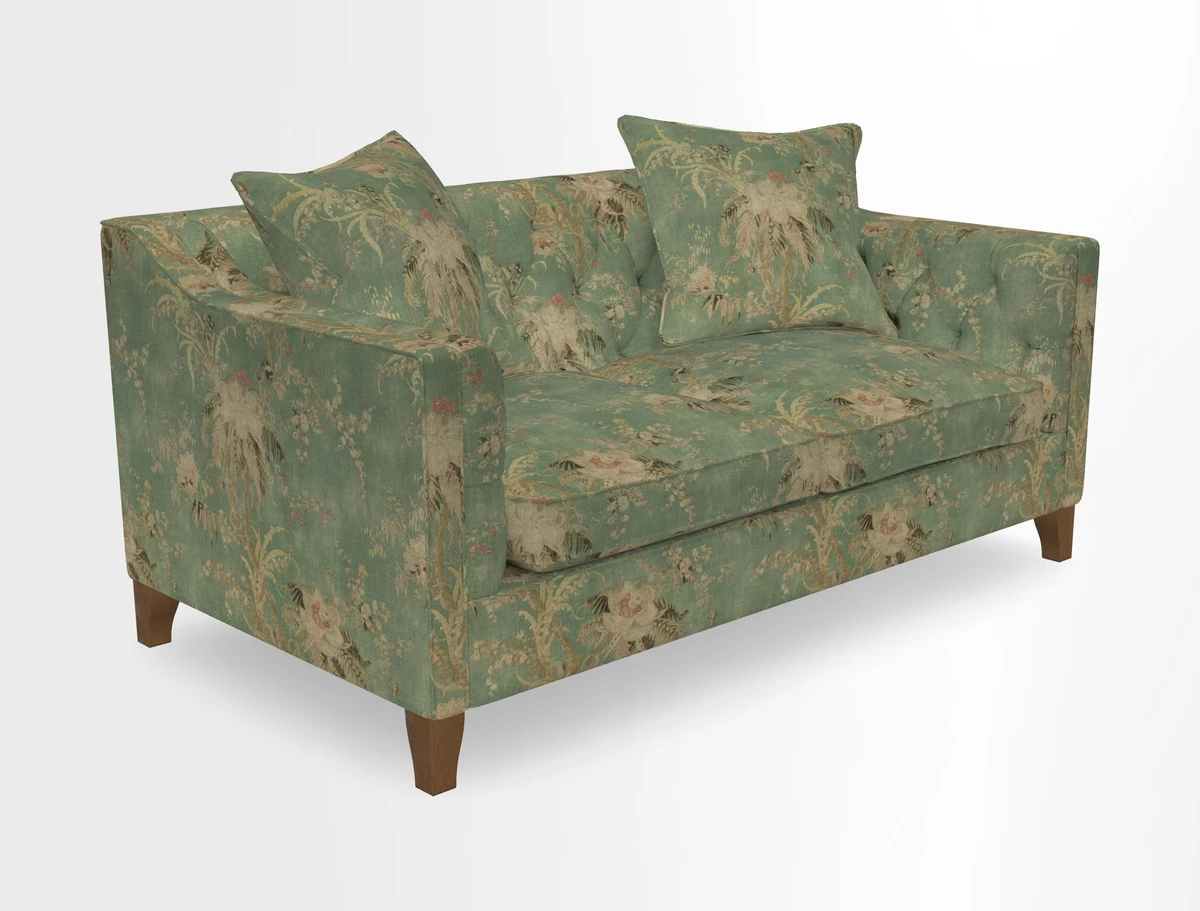 Haresfield 3 Seater Sofa in Linwood Omega Velvet Omega Airforce with Contrasting Piping