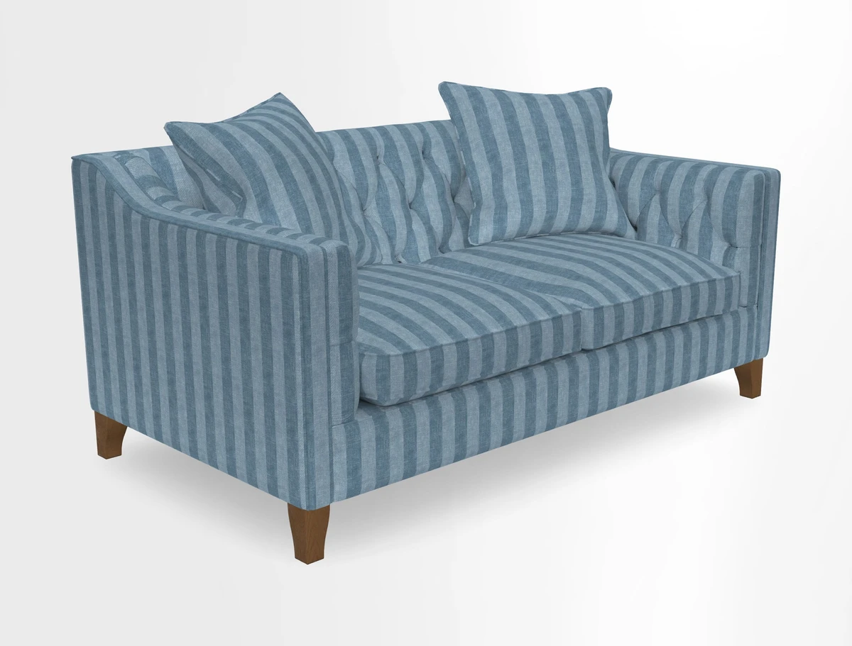 Haresfield 3 Seater Sofa in Linwood Omega Velvet Omega Airforce with Contrasting Piping