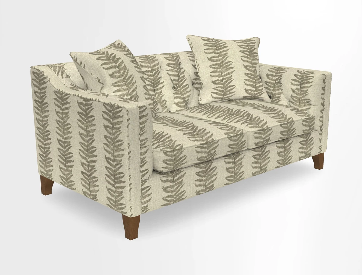 Haresfield 3 Seater Sofa in Linwood Omega Velvet Omega Airforce with Contrasting Piping