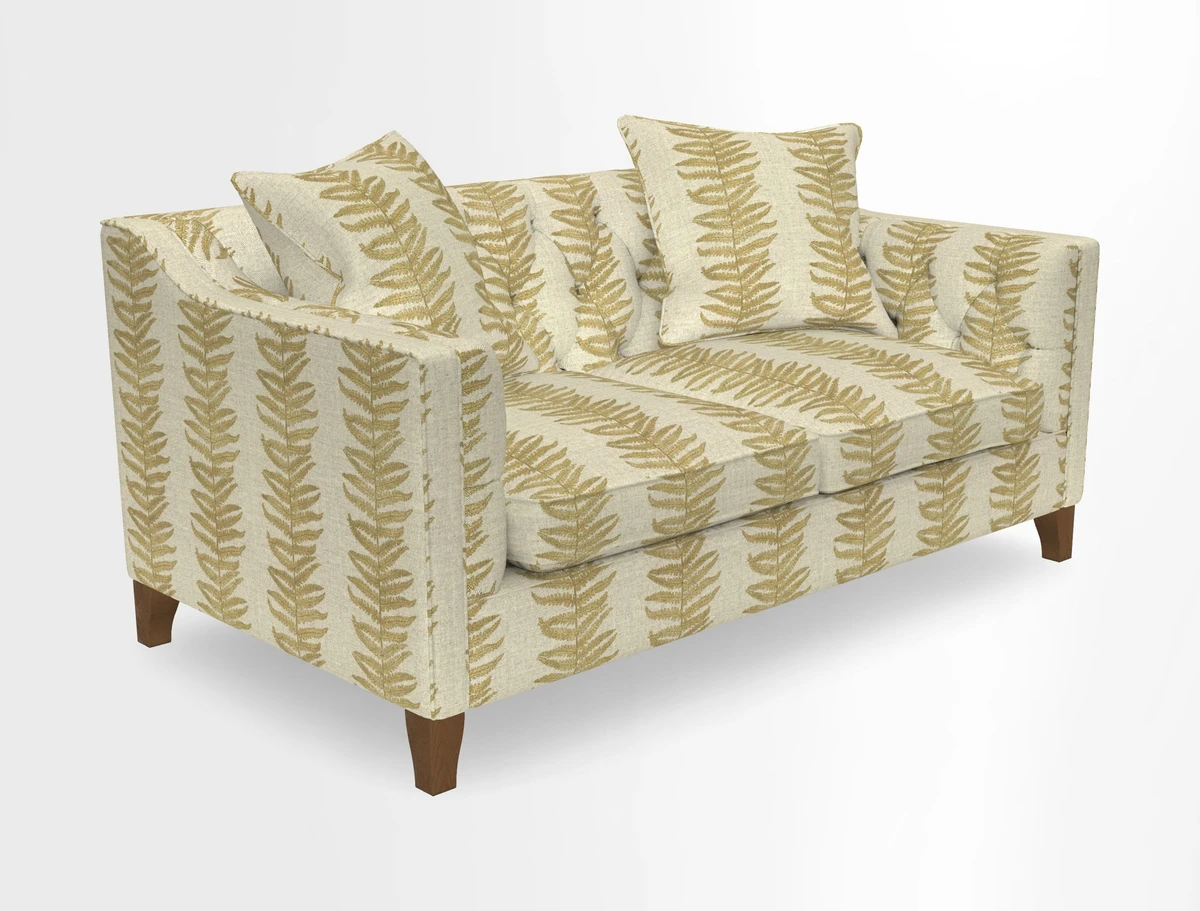 Haresfield 3 Seater Sofa in Linwood Omega Velvet Omega Airforce with Contrasting Piping