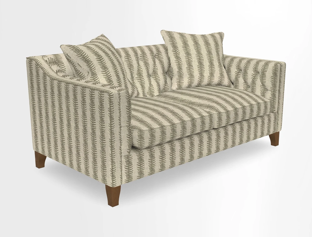 Haresfield 3 Seater Sofa in Linwood Omega Velvet Omega Airforce with Contrasting Piping