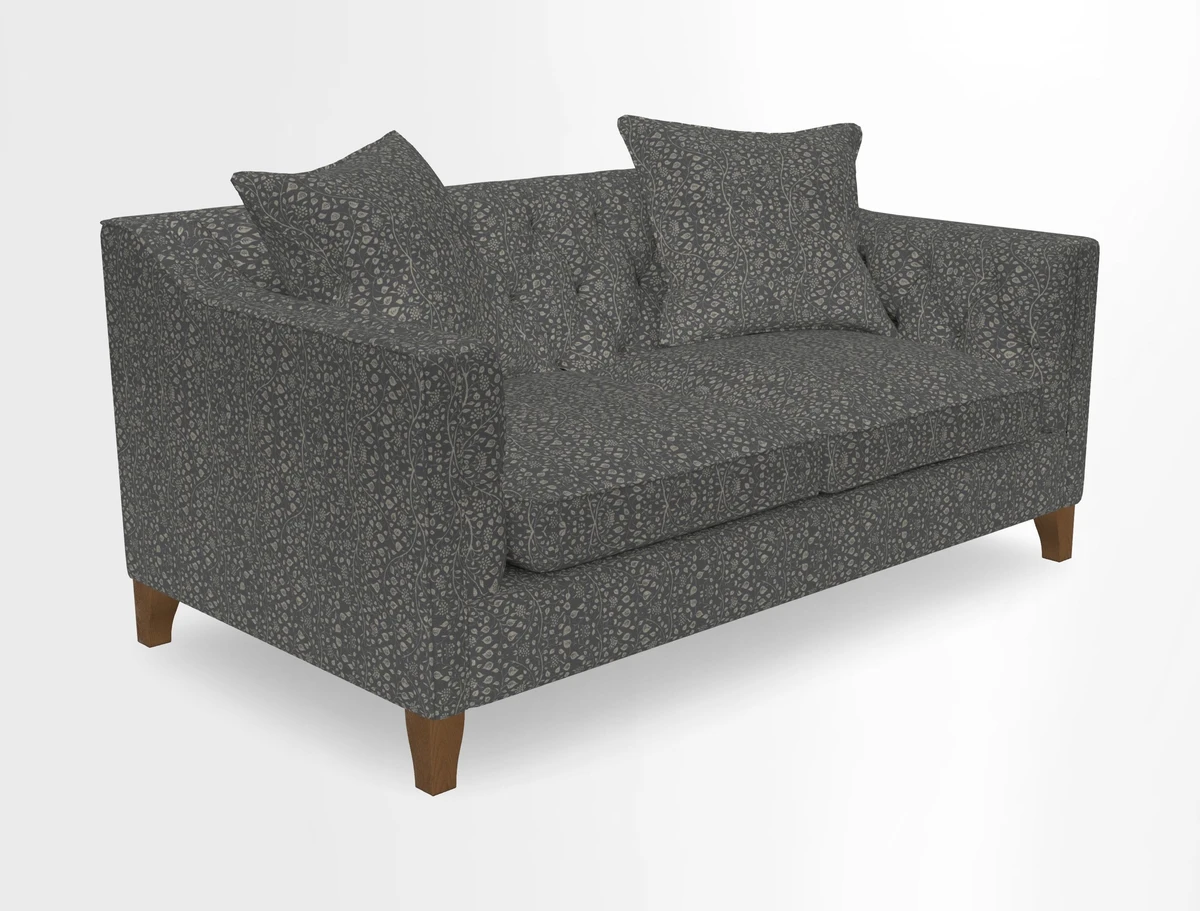 Haresfield 3 Seater Sofa in Linwood Omega Velvet Omega Airforce with Contrasting Piping
