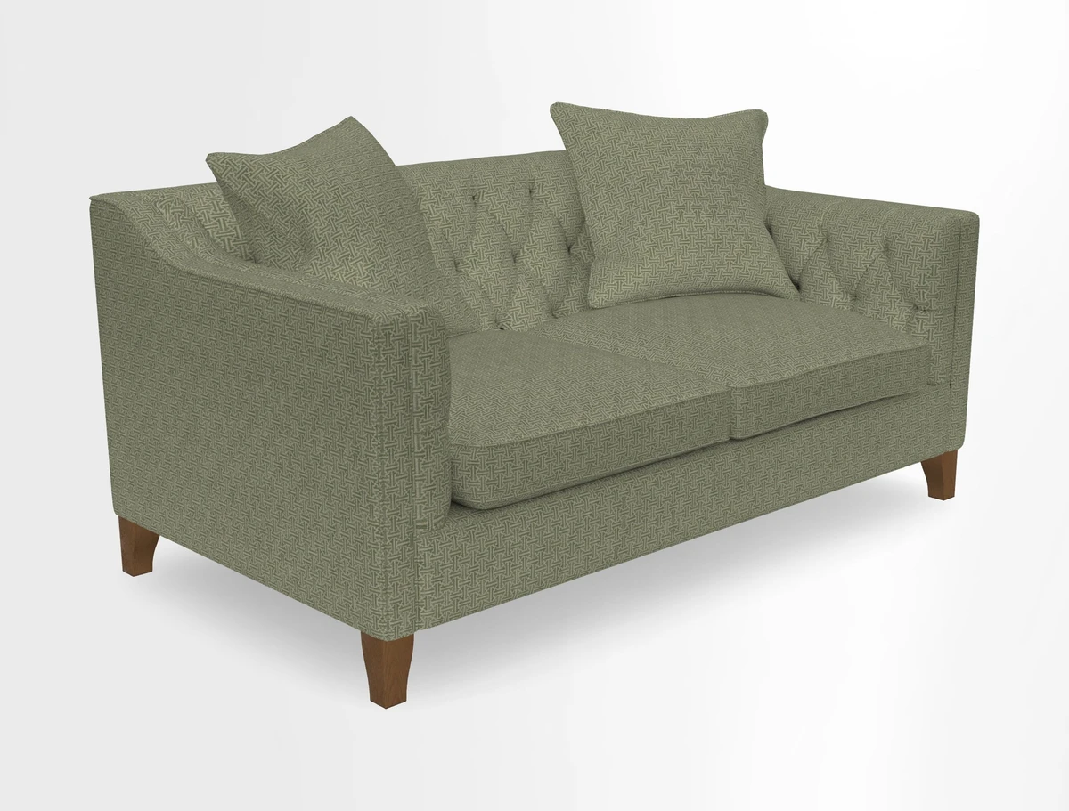 Haresfield 3 Seater Sofa in Linwood Omega Velvet Omega Airforce with Contrasting Piping