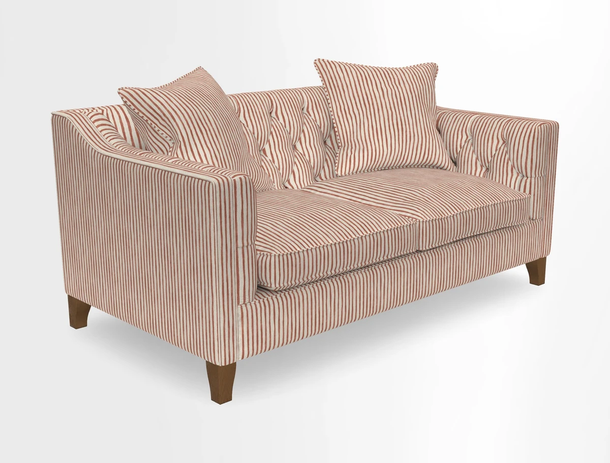 Haresfield 3 Seater Sofa in Linwood Omega Velvet Omega Airforce with Contrasting Piping