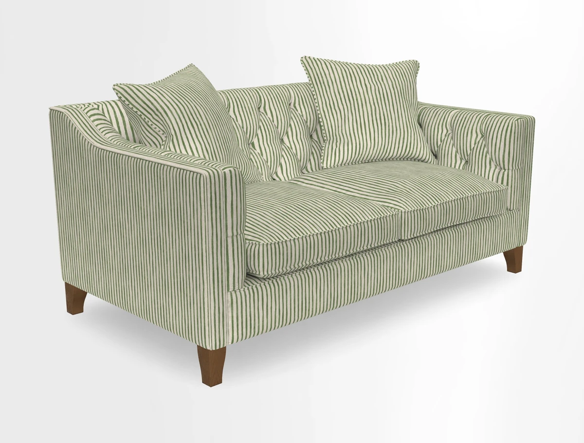 Haresfield 3 Seater Sofa in Linwood Omega Velvet Omega Airforce with Contrasting Piping
