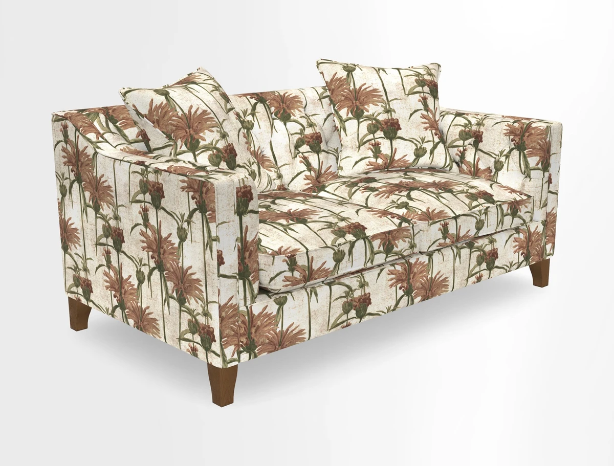 Haresfield 3 Seater Sofa in Linwood Omega Velvet Omega Airforce with Contrasting Piping