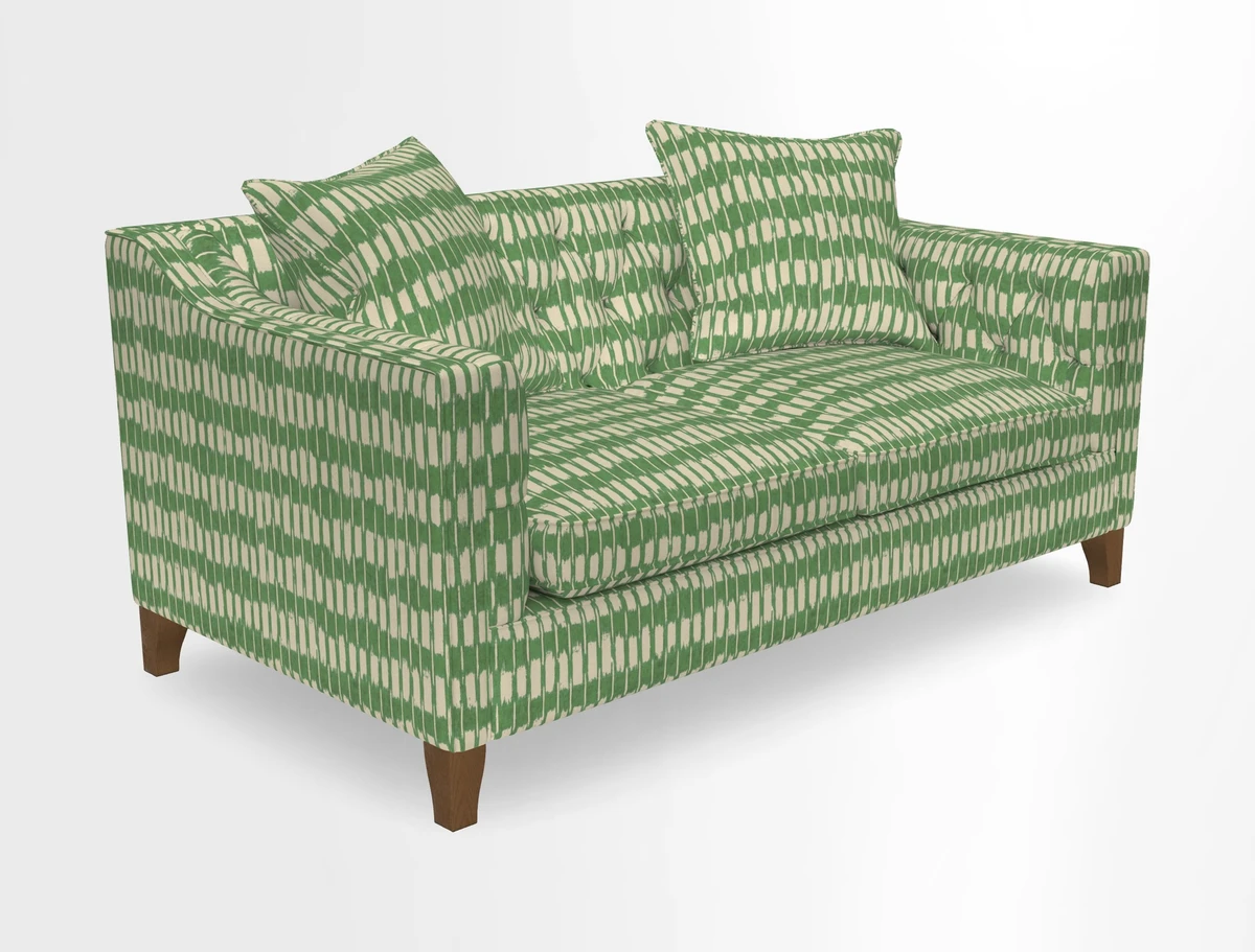 Haresfield 3 Seater Sofa in Linwood Omega Velvet Omega Airforce with Contrasting Piping