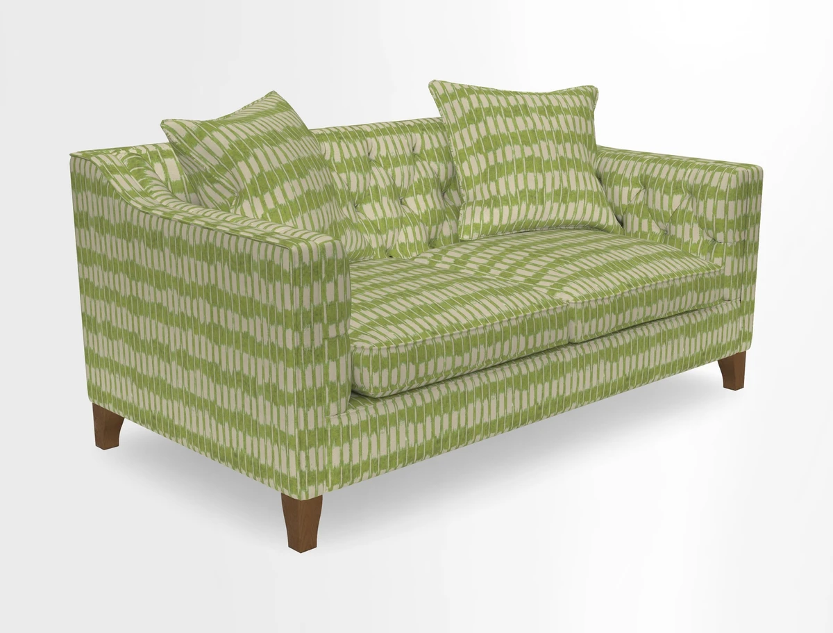 Haresfield 3 Seater Sofa in Linwood Omega Velvet Omega Airforce with Contrasting Piping