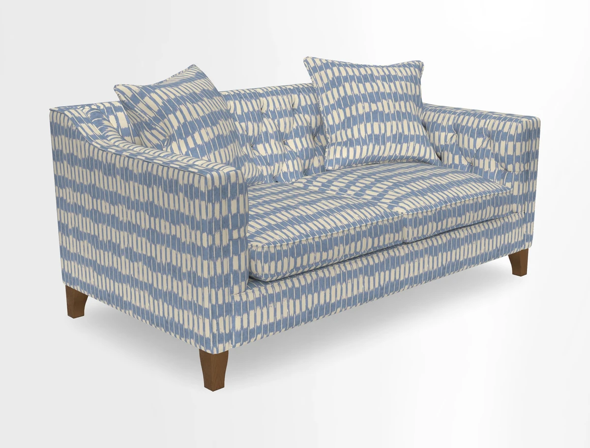 Haresfield 3 Seater Sofa in Linwood Omega Velvet Omega Airforce with Contrasting Piping