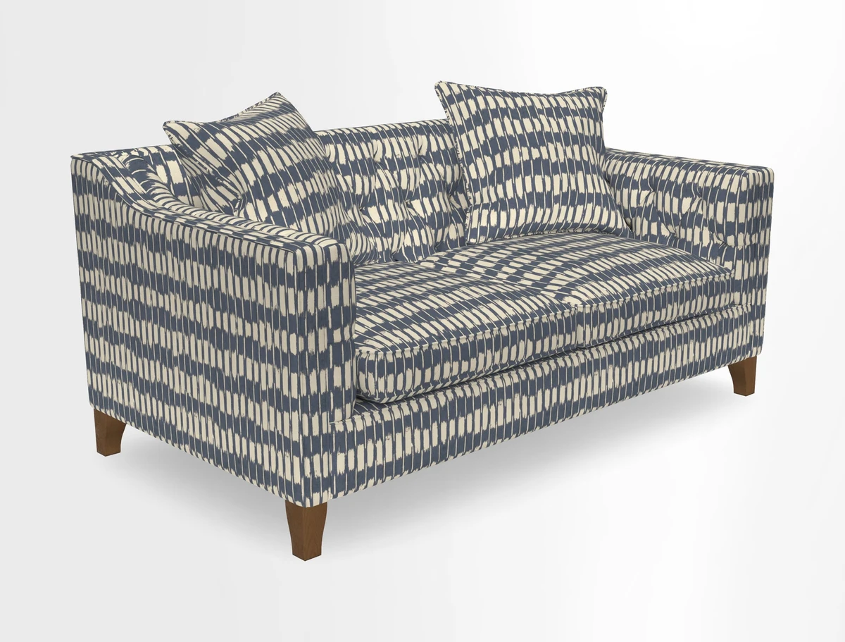 Haresfield 3 Seater Sofa in Linwood Omega Velvet Omega Airforce with Contrasting Piping