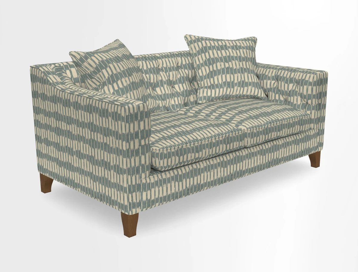 Haresfield 3 Seater Sofa in Linwood Omega Velvet Omega Airforce with Contrasting Piping