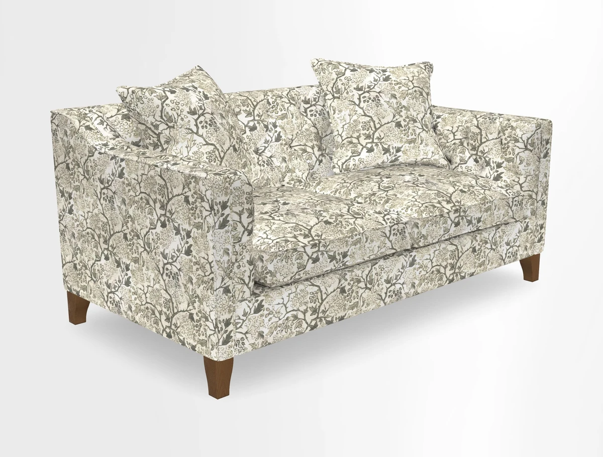 Haresfield 3 Seater Sofa in Linwood Omega Velvet Omega Airforce with Contrasting Piping