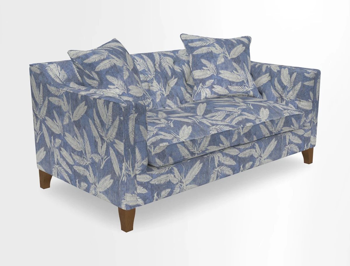 Haresfield 3 Seater Sofa in Linwood Omega Velvet Omega Airforce with Contrasting Piping