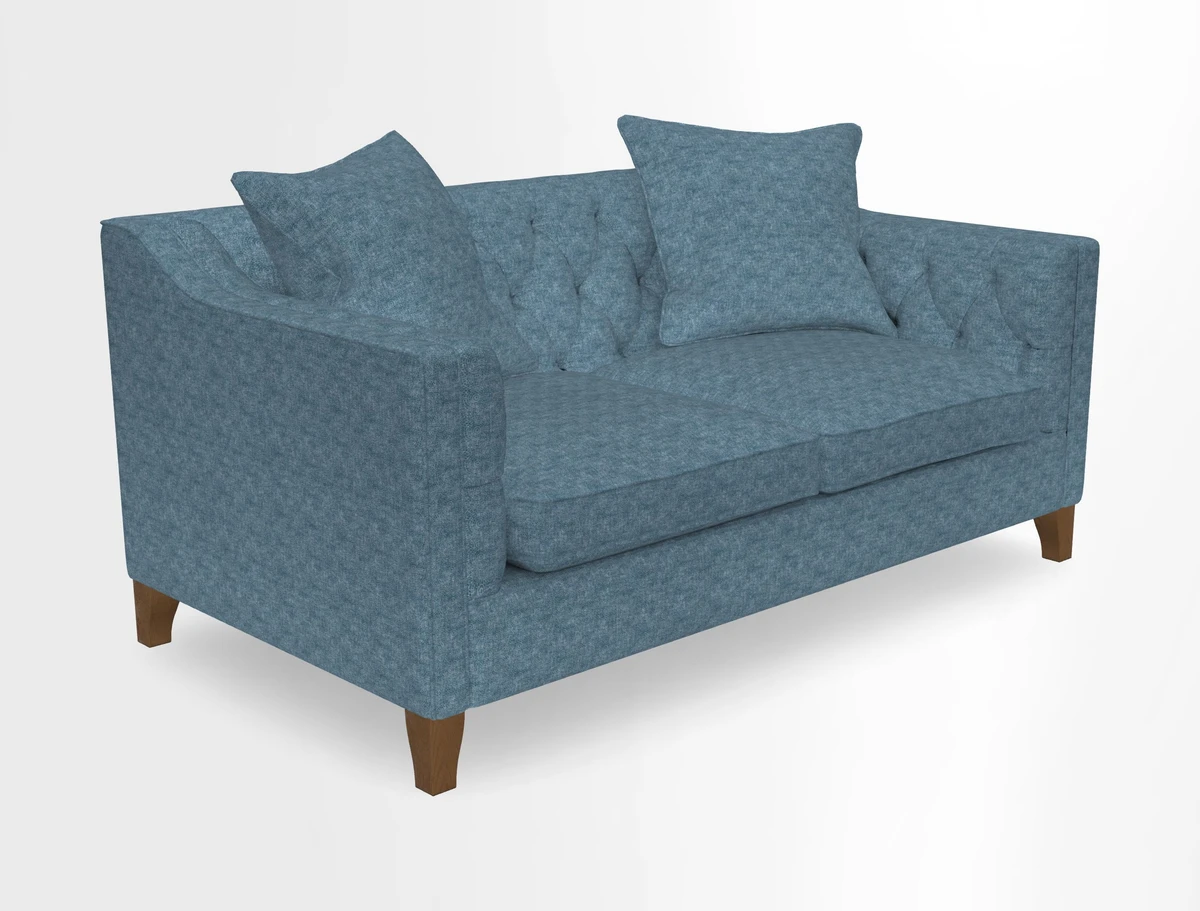 Haresfield 3 Seater Sofa in Linwood Omega Velvet Omega Airforce with Contrasting Piping
