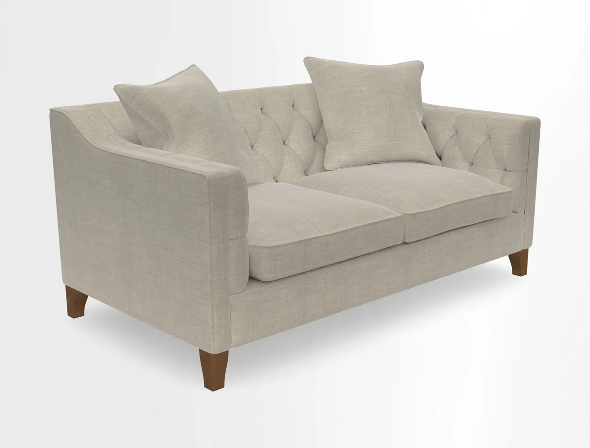 Haresfield 3 Seater Sofa in Linwood Omega Velvet Omega Airforce with Contrasting Piping