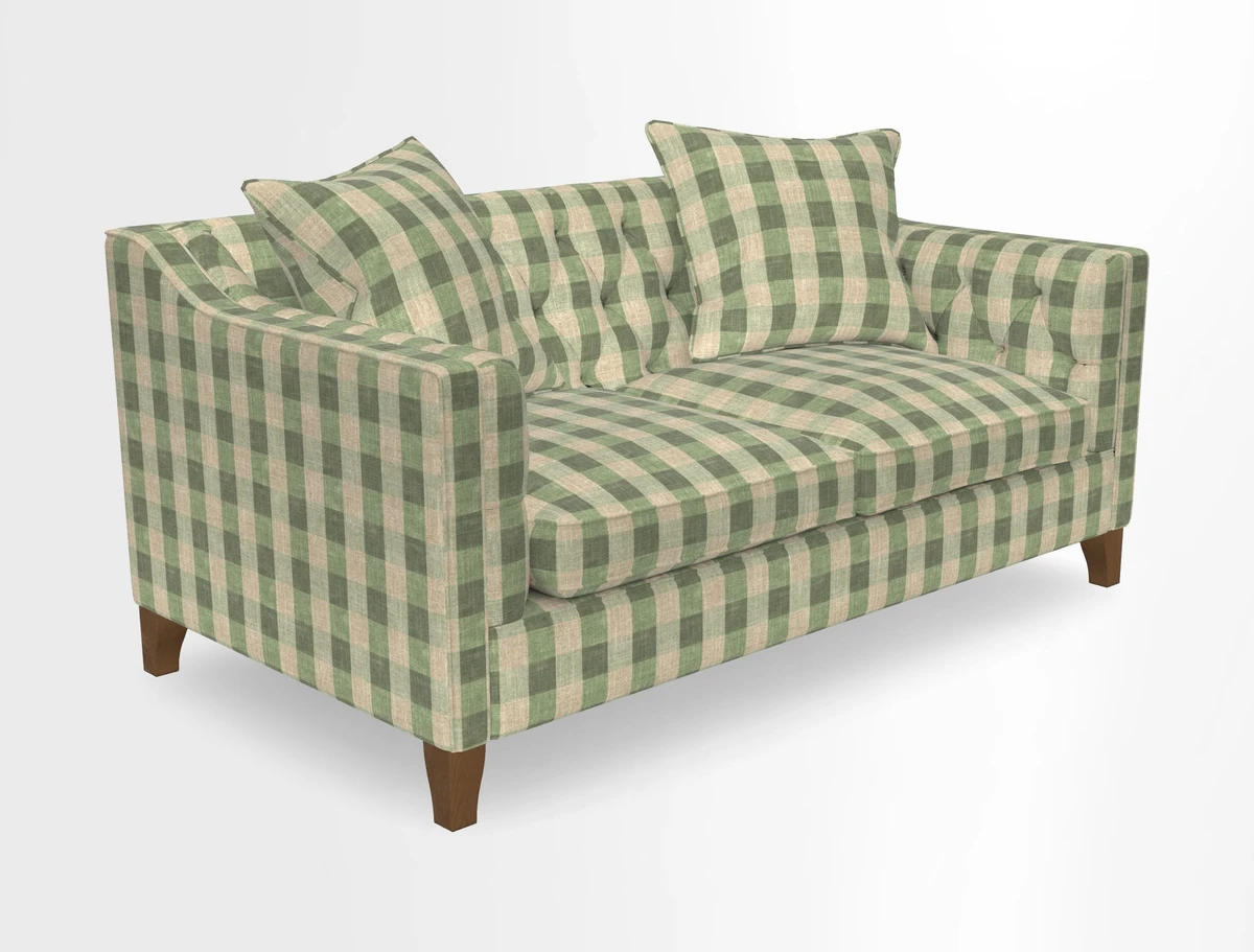 Haresfield 3 Seater Sofa in Linwood Omega Velvet Omega Airforce with Contrasting Piping