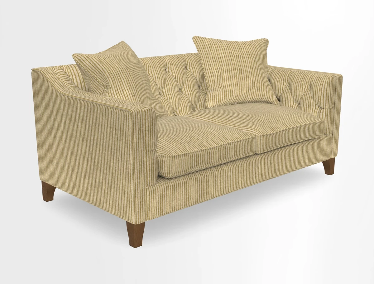Haresfield 3 Seater Sofa in Linwood Omega Velvet Omega Airforce with Contrasting Piping