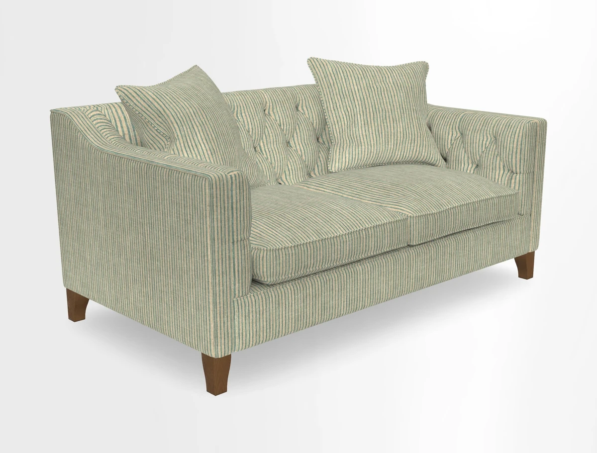 Haresfield 3 Seater Sofa in Linwood Omega Velvet Omega Airforce with Contrasting Piping