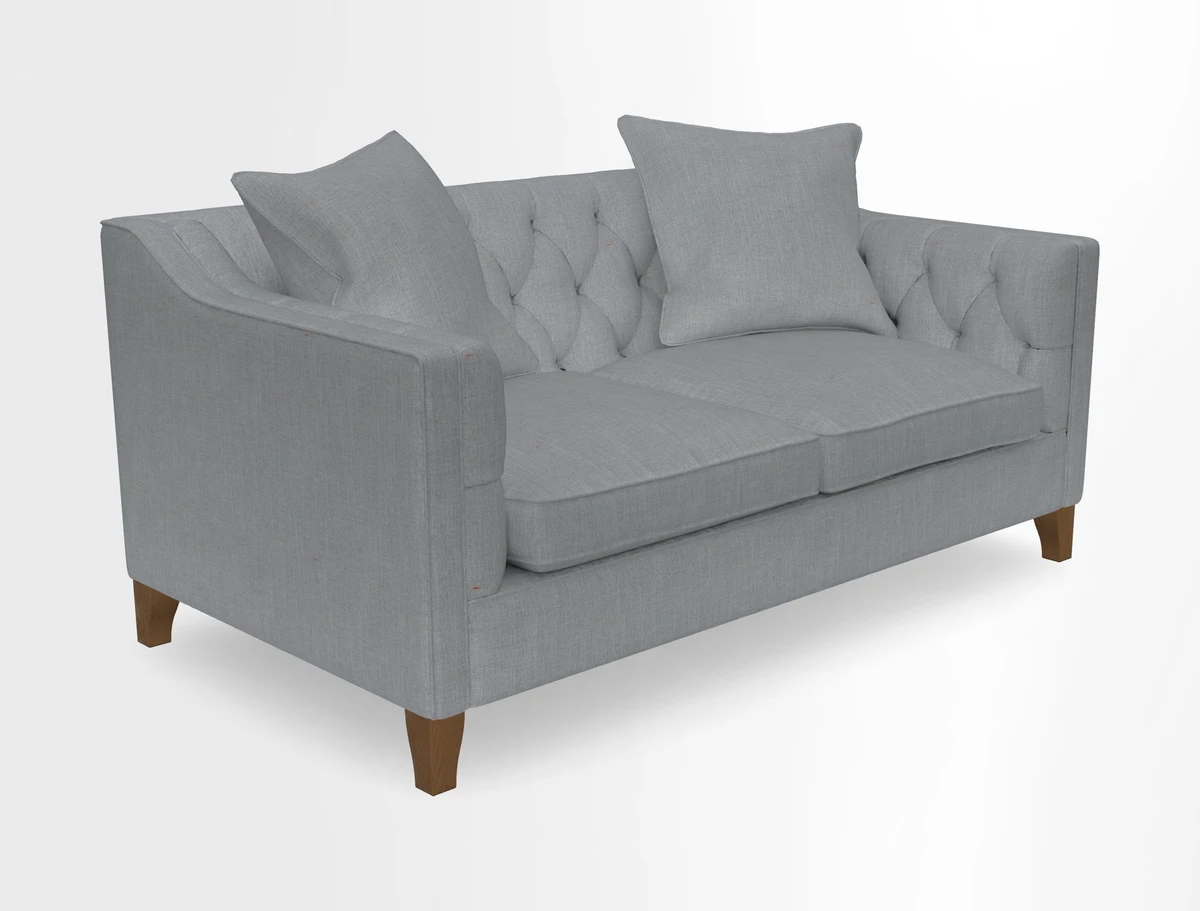 Haresfield 3 Seater Sofa in Linwood Omega Velvet Omega Airforce with Contrasting Piping