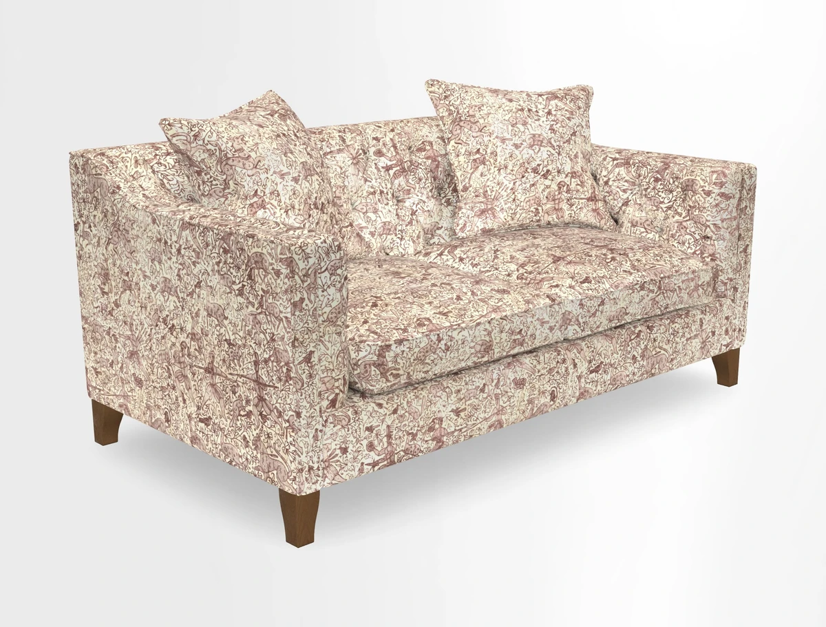 Haresfield 3 Seater Sofa in Linwood Omega Velvet Omega Airforce with Contrasting Piping