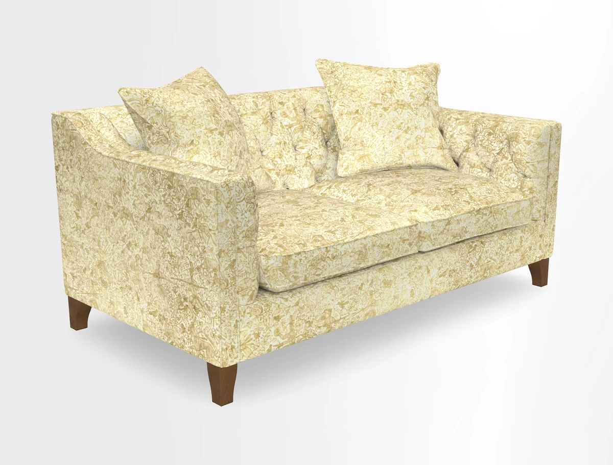 Haresfield 3 Seater Sofa in Linwood Omega Velvet Omega Airforce with Contrasting Piping