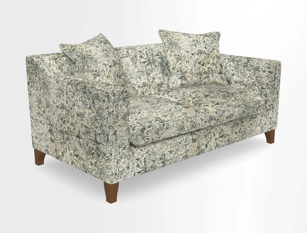 Haresfield 3 Seater Sofa in Linwood Omega Velvet Omega Airforce with Contrasting Piping