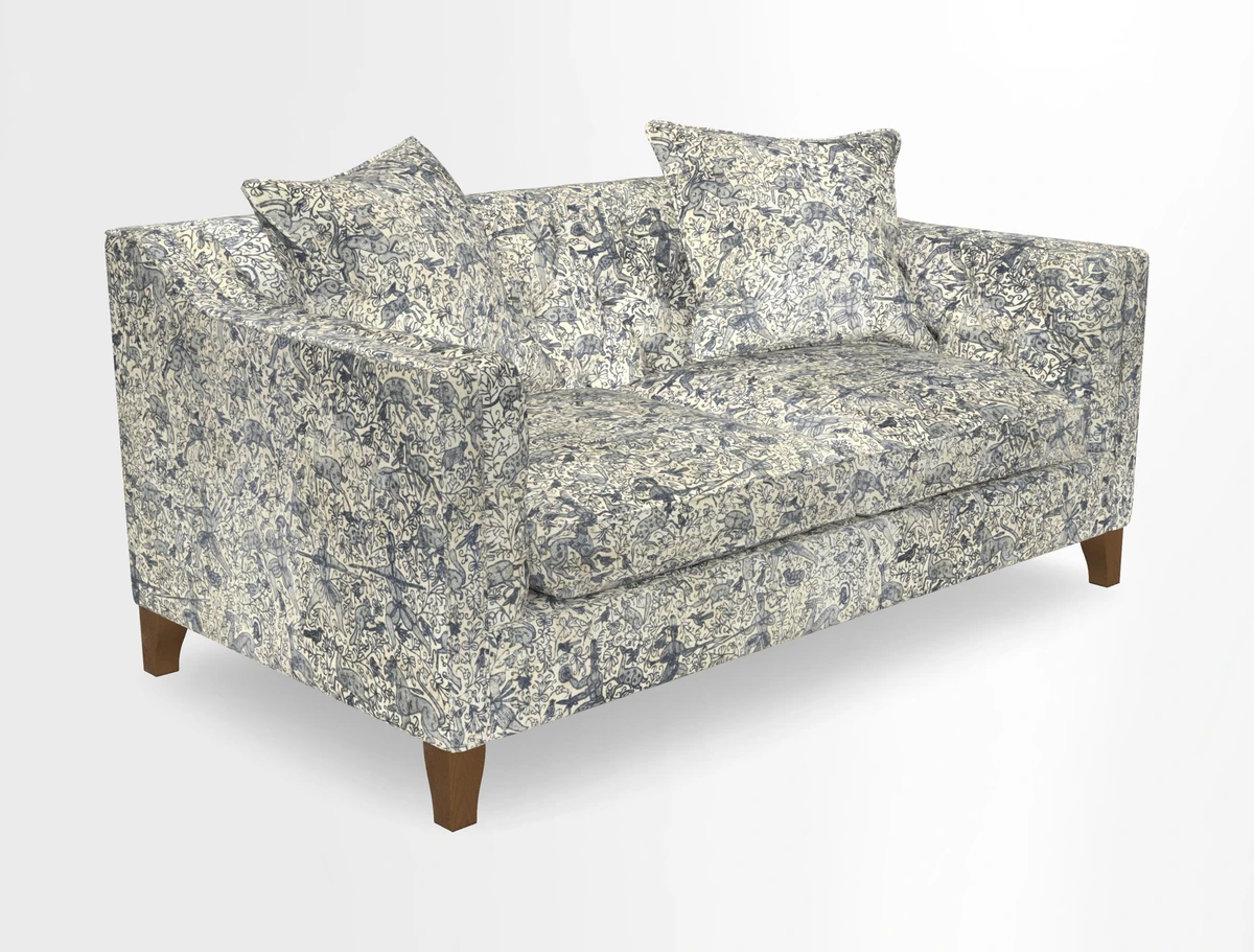 Haresfield 3 Seater Sofa in Linwood Omega Velvet Omega Airforce with Contrasting Piping