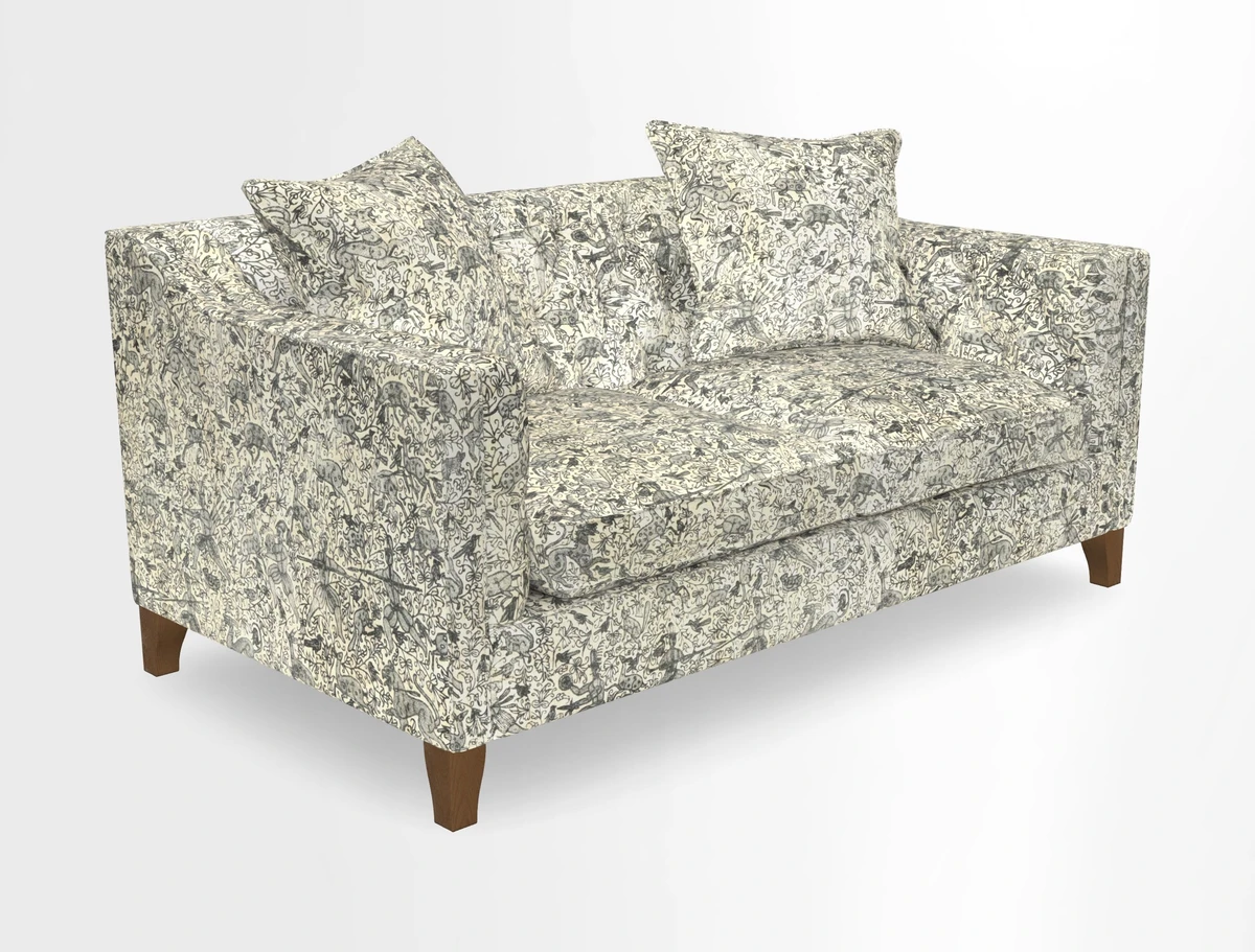 Haresfield 3 Seater Sofa in Linwood Omega Velvet Omega Airforce with Contrasting Piping