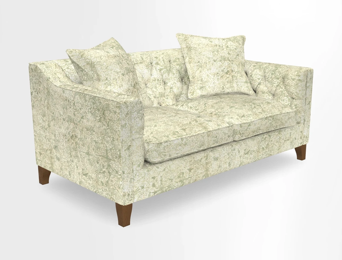 Haresfield 3 Seater Sofa in Linwood Omega Velvet Omega Airforce with Contrasting Piping