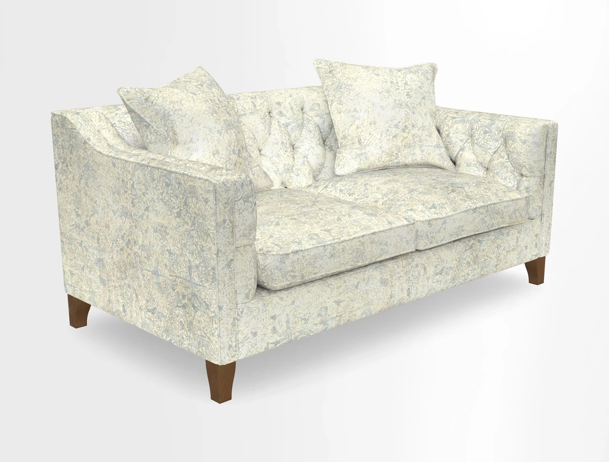 Haresfield 3 Seater Sofa in Linwood Omega Velvet Omega Airforce with Contrasting Piping