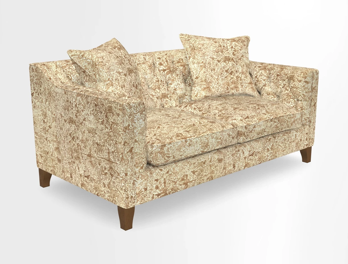 Haresfield 3 Seater Sofa in Linwood Omega Velvet Omega Airforce with Contrasting Piping