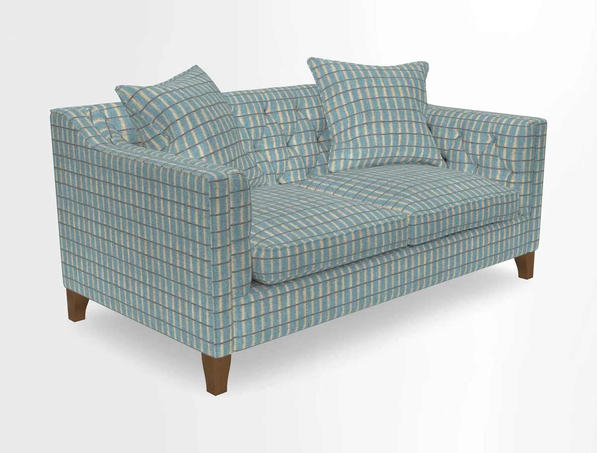 Haresfield 3 Seater Sofa in Linwood Omega Velvet Omega Airforce with Contrasting Piping