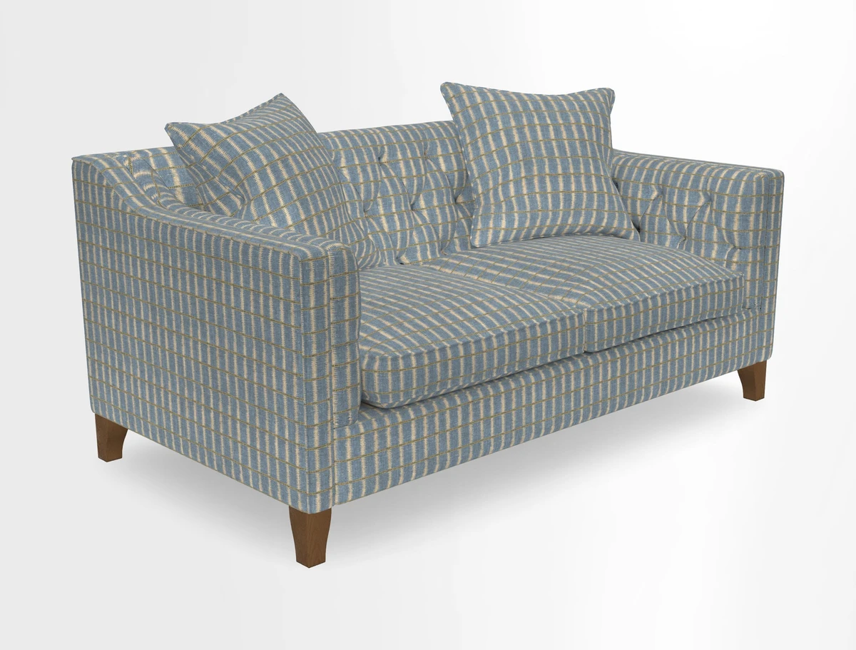 Haresfield 3 Seater Sofa in Linwood Omega Velvet Omega Airforce with Contrasting Piping