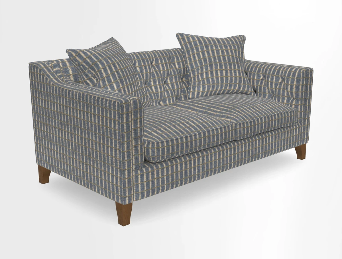 Haresfield 3 Seater Sofa in Linwood Omega Velvet Omega Airforce with Contrasting Piping