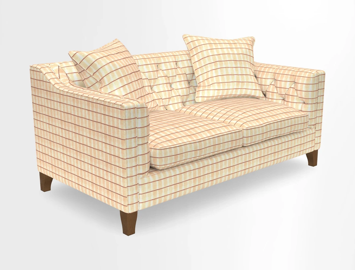 Haresfield 3 Seater Sofa in Linwood Omega Velvet Omega Airforce with Contrasting Piping