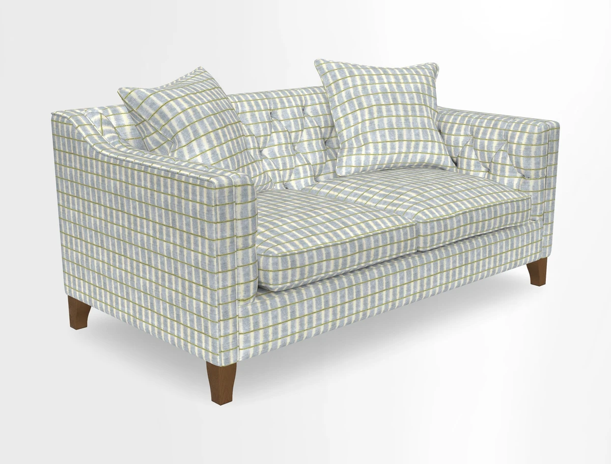 Haresfield 3 Seater Sofa in Linwood Omega Velvet Omega Airforce with Contrasting Piping