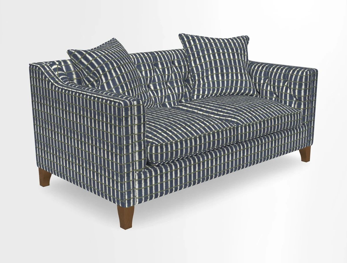 Haresfield 3 Seater Sofa in Linwood Omega Velvet Omega Airforce with Contrasting Piping