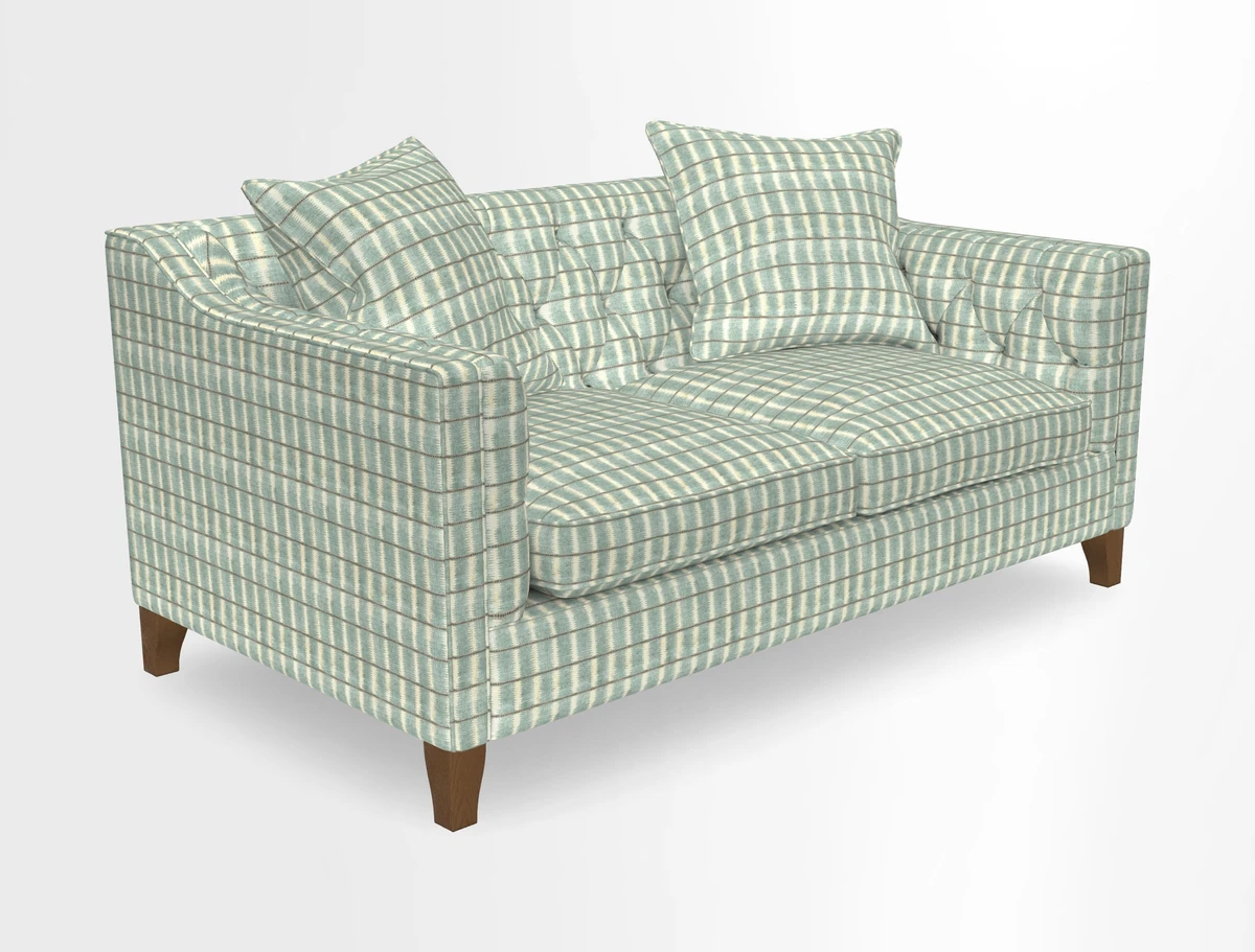 Haresfield 3 Seater Sofa in Linwood Omega Velvet Omega Airforce with Contrasting Piping