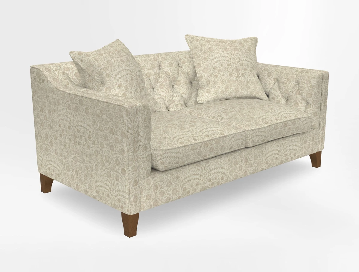 Haresfield 3 Seater Sofa in Linwood Omega Velvet Omega Airforce with Contrasting Piping