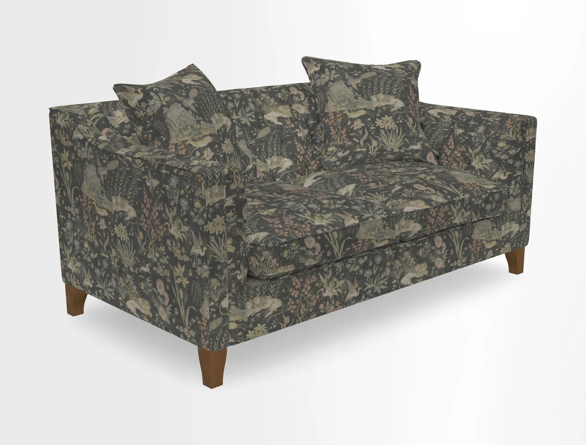 Haresfield 3 Seater Sofa in Linwood Omega Velvet Omega Airforce with Contrasting Piping