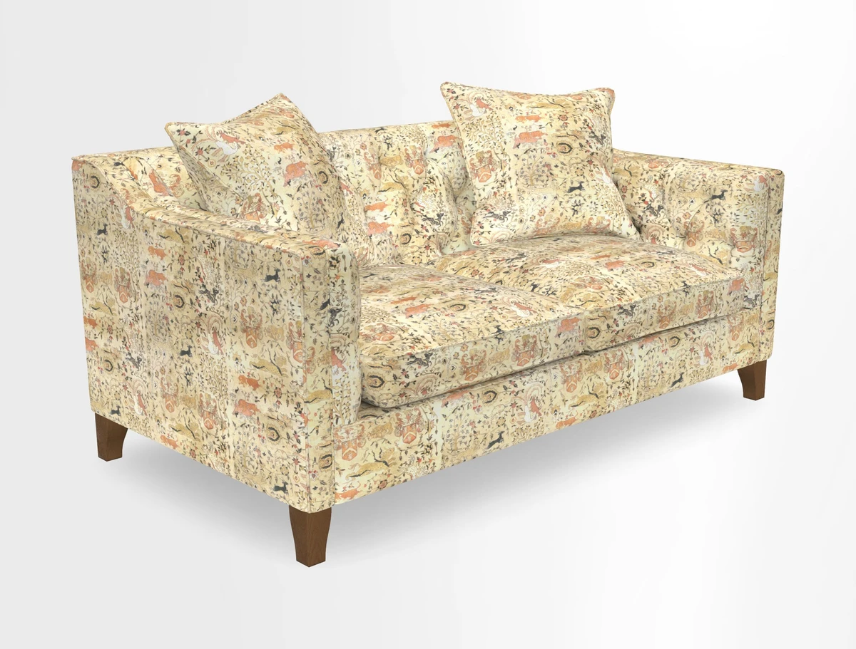 Haresfield 3 Seater Sofa in Linwood Omega Velvet Omega Airforce with Contrasting Piping