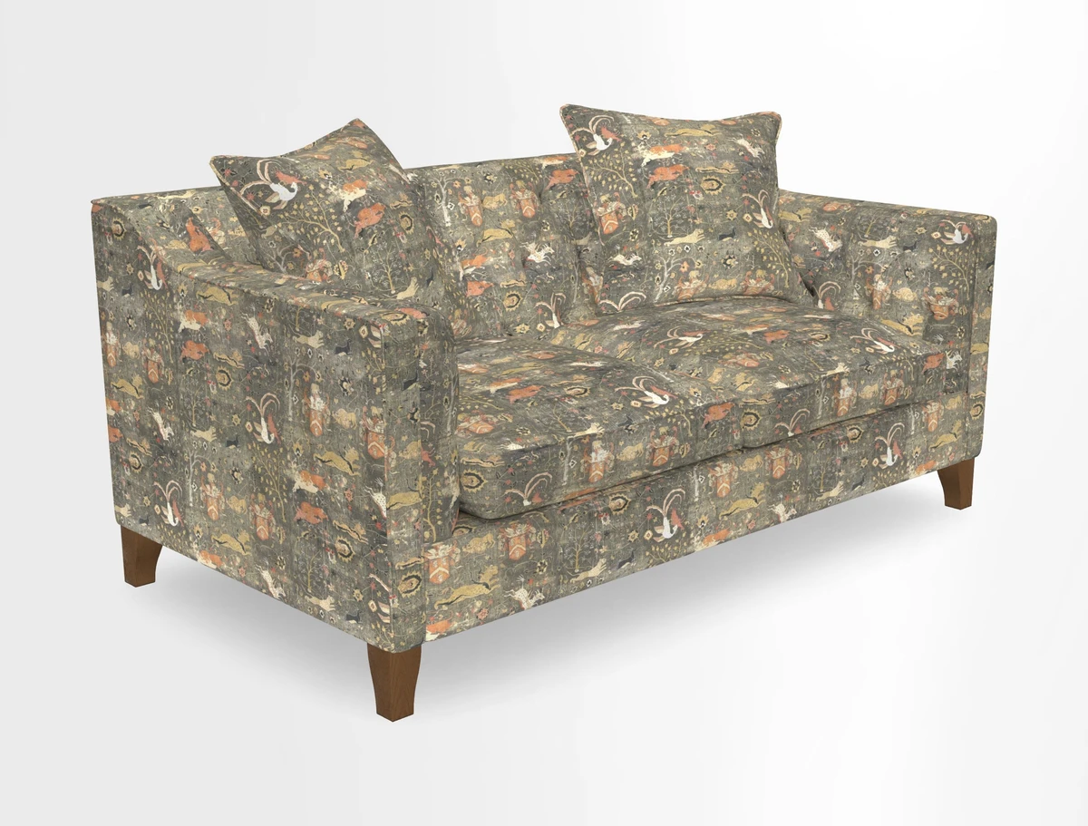 Haresfield 3 Seater Sofa in Linwood Omega Velvet Omega Airforce with Contrasting Piping