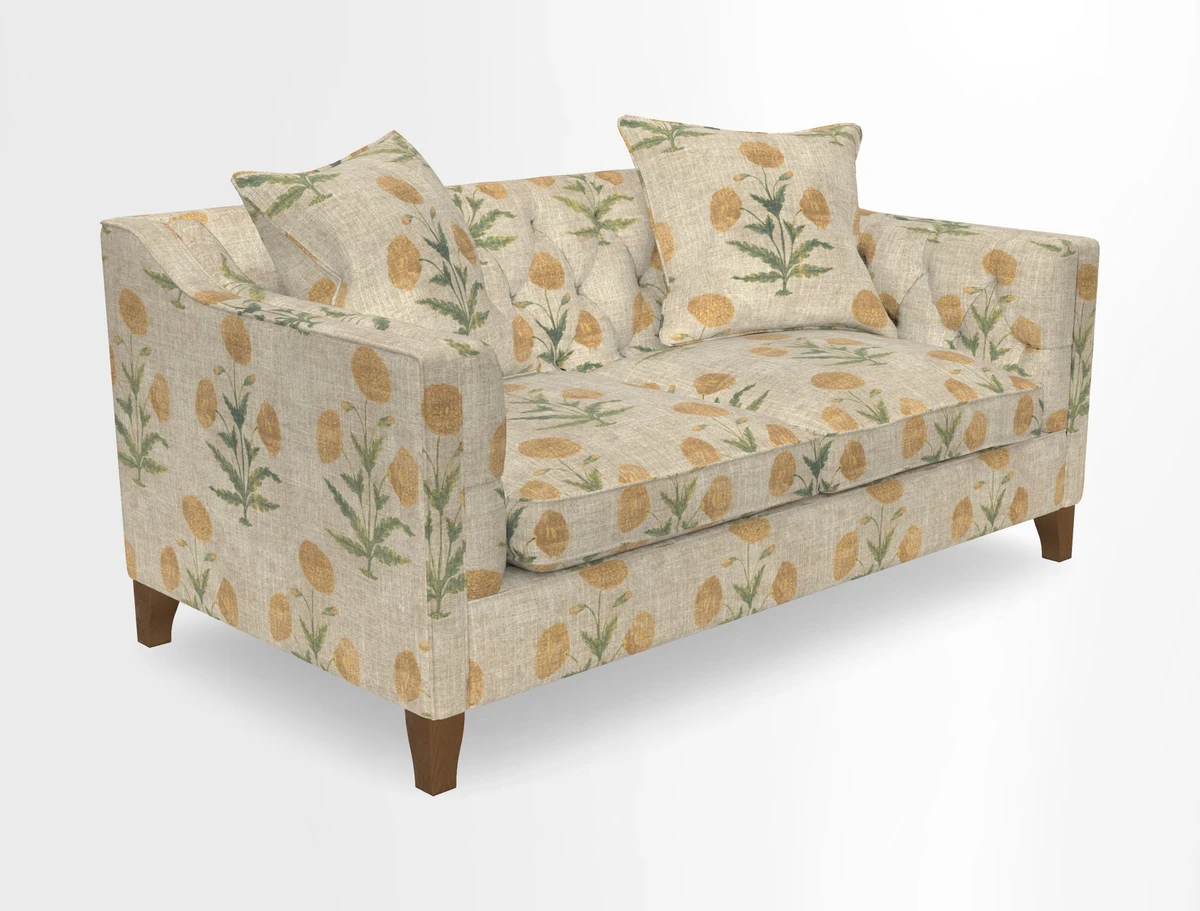 Haresfield 3 Seater Sofa in Linwood Omega Velvet Omega Airforce with Contrasting Piping