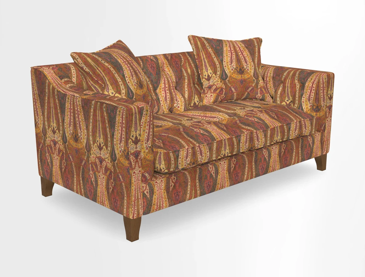Haresfield 3 Seater Sofa in Linwood Omega Velvet Omega Airforce with Contrasting Piping