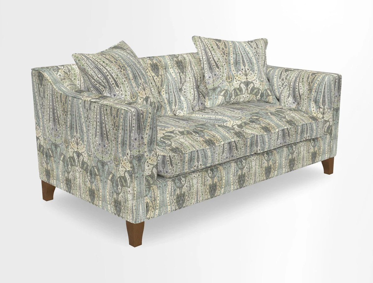 Haresfield 3 Seater Sofa in Linwood Omega Velvet Omega Airforce with Contrasting Piping