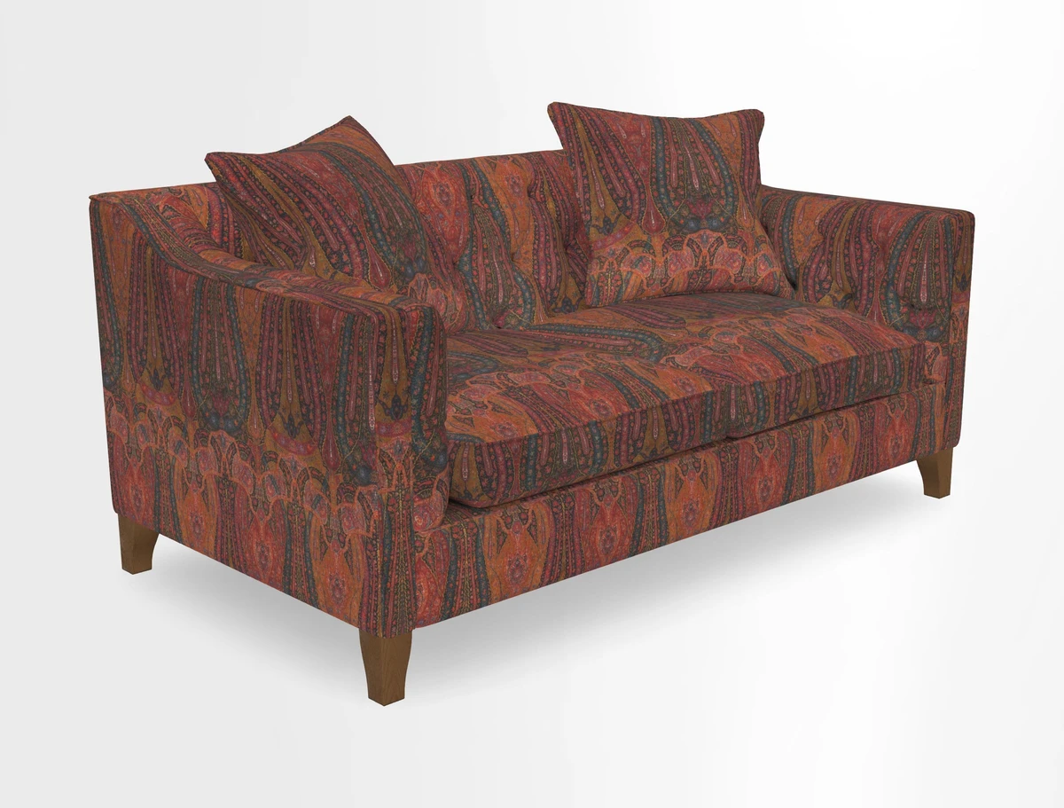 Haresfield 3 Seater Sofa in Linwood Omega Velvet Omega Airforce with Contrasting Piping