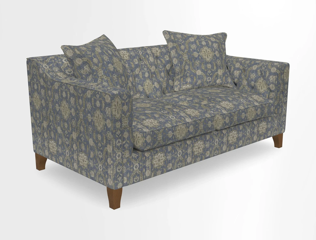 Haresfield 3 Seater Sofa in Linwood Omega Velvet Omega Airforce with Contrasting Piping