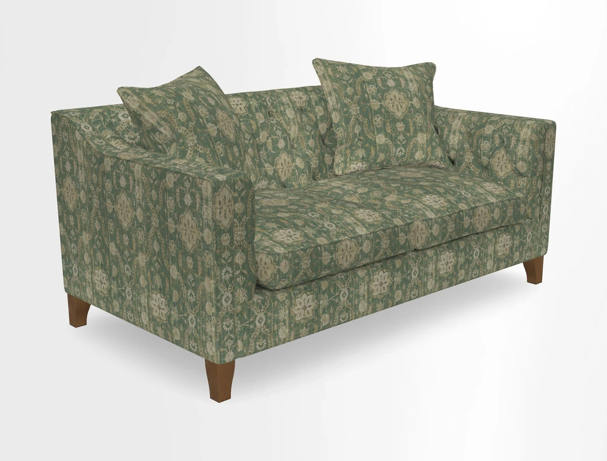 Haresfield 3 Seater Sofa in Linwood Omega Velvet Omega Airforce with Contrasting Piping
