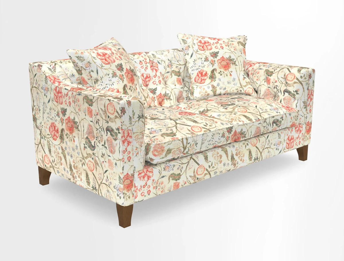Haresfield 3 Seater Sofa in Linwood Omega Velvet Omega Airforce with Contrasting Piping